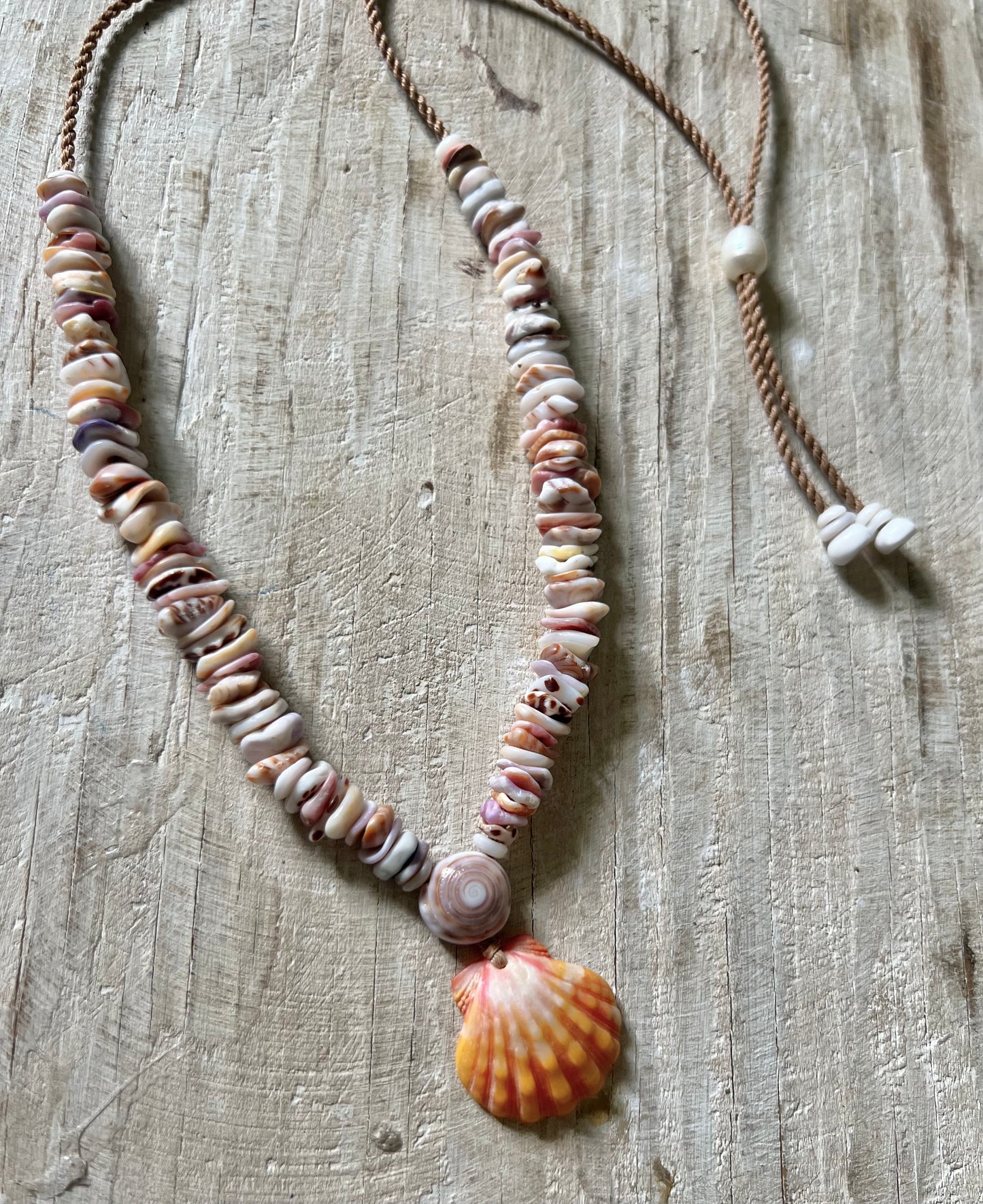 Sunrise Necklace with Puka + Moku Detail