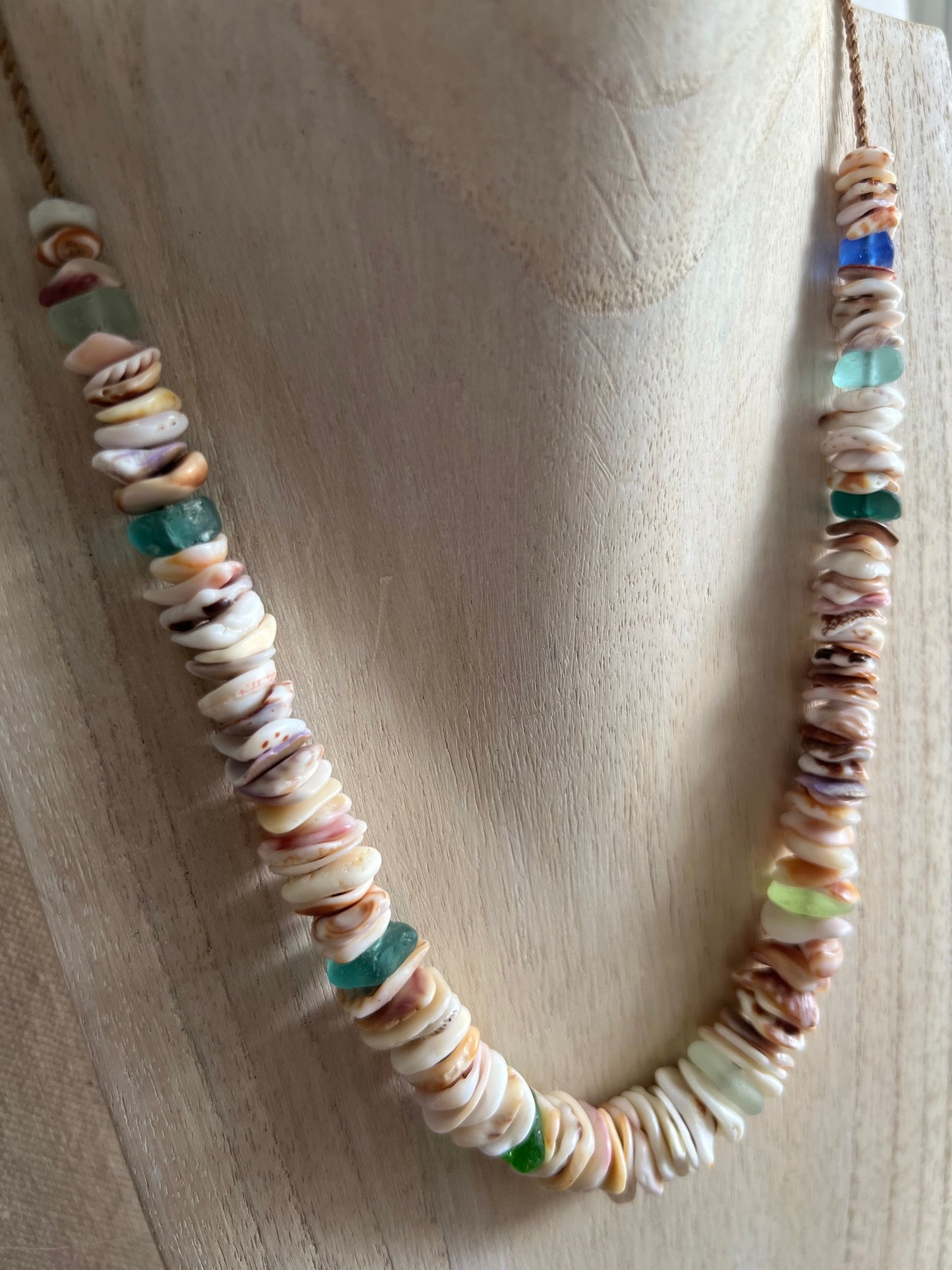 Sea Glass Hapa+Moku Necklace