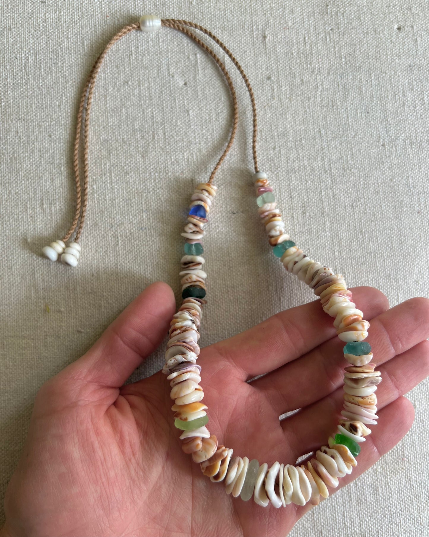 Sea Glass Hapa+Moku Necklace