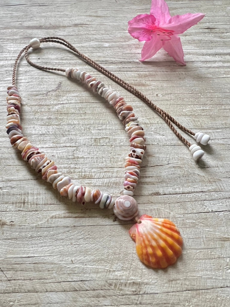 Sunrise Necklace with Puka + Moku Detail