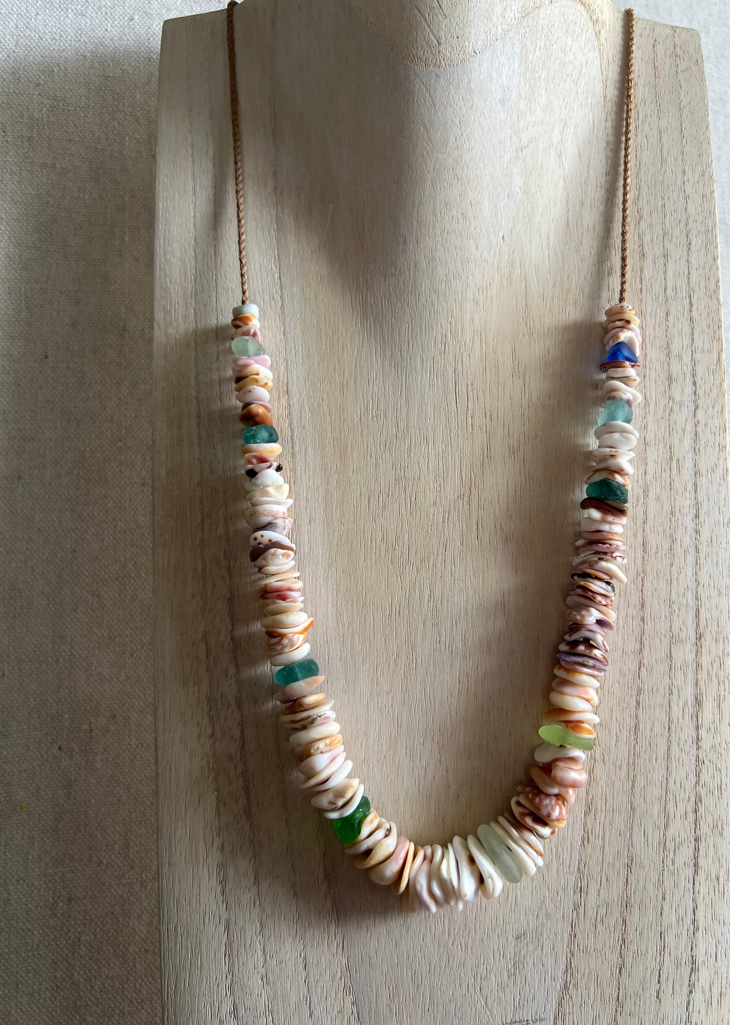 Sea Glass Hapa+Moku Necklace