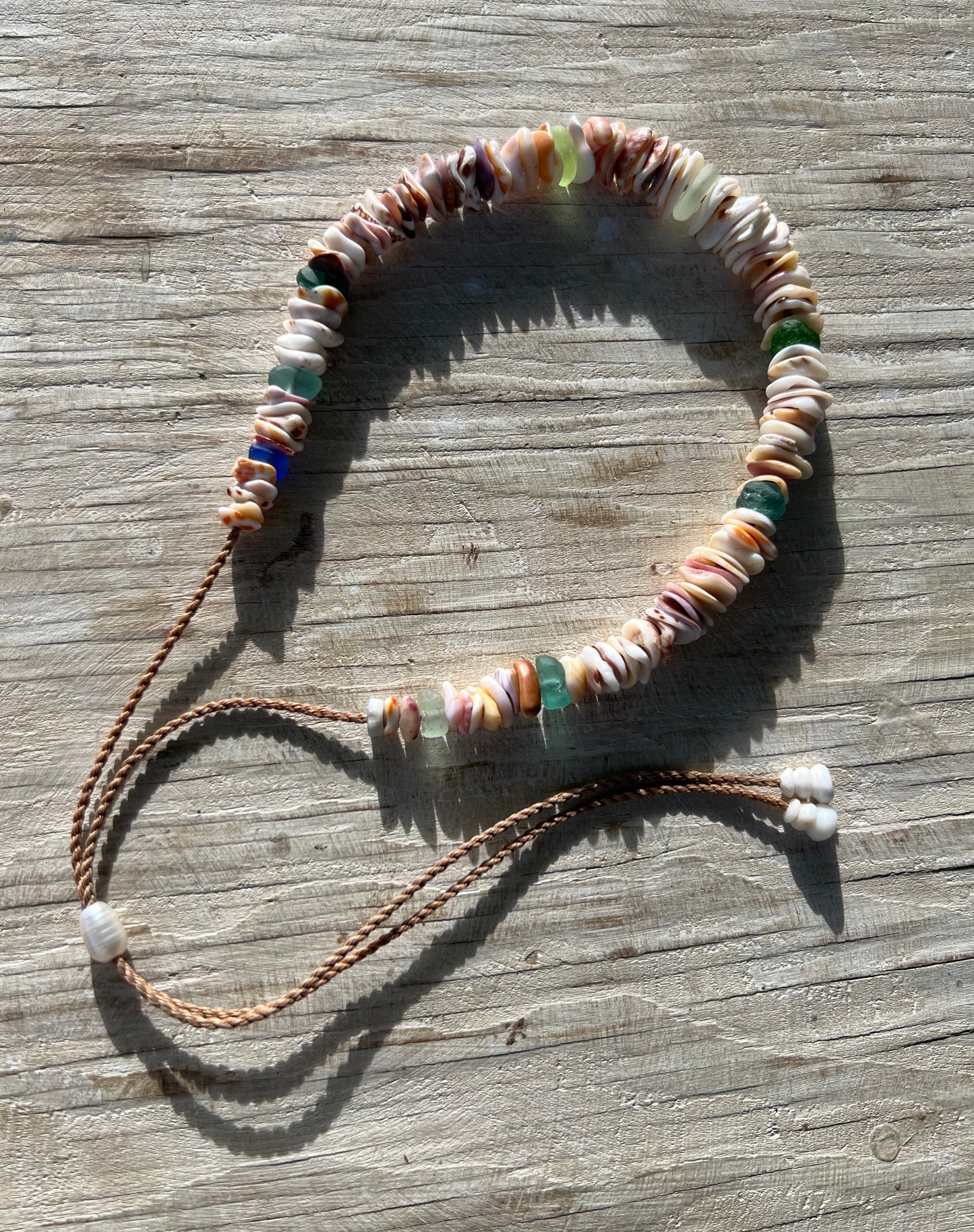 Sea Glass Hapa+Moku Necklace