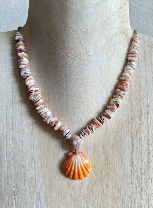 Sunrise Necklace with Puka + Moku Detail