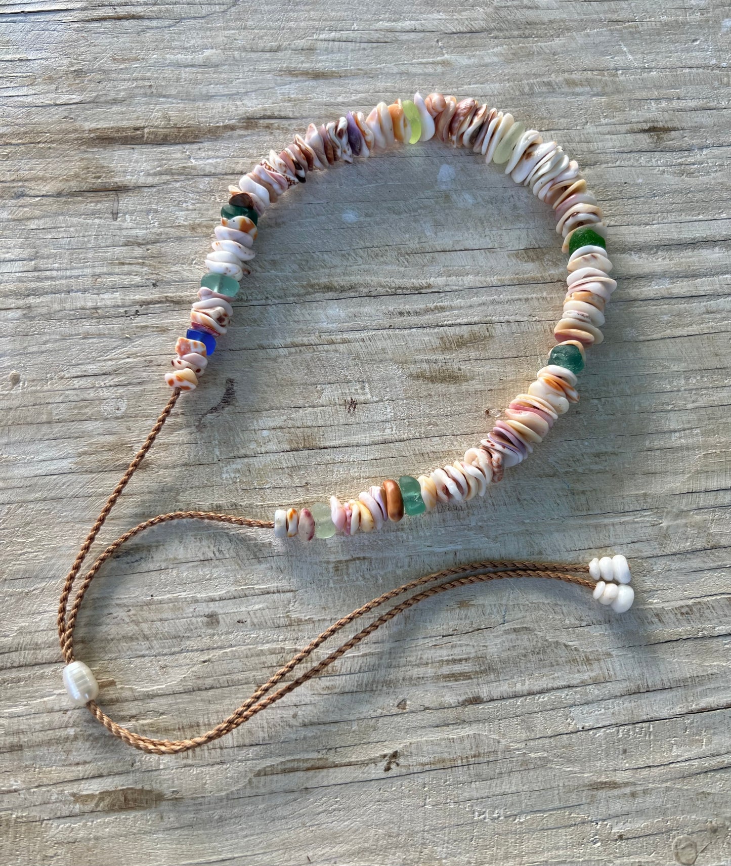 Sea Glass Hapa+Moku Necklace