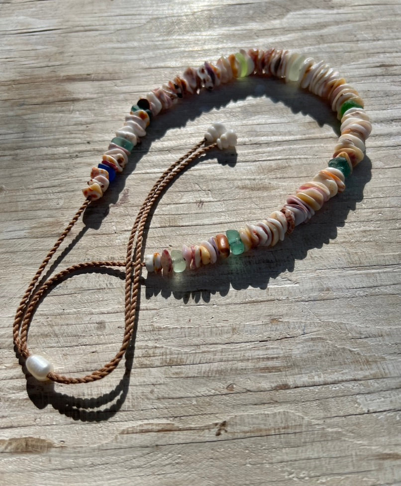 Sea Glass Hapa+Moku Necklace