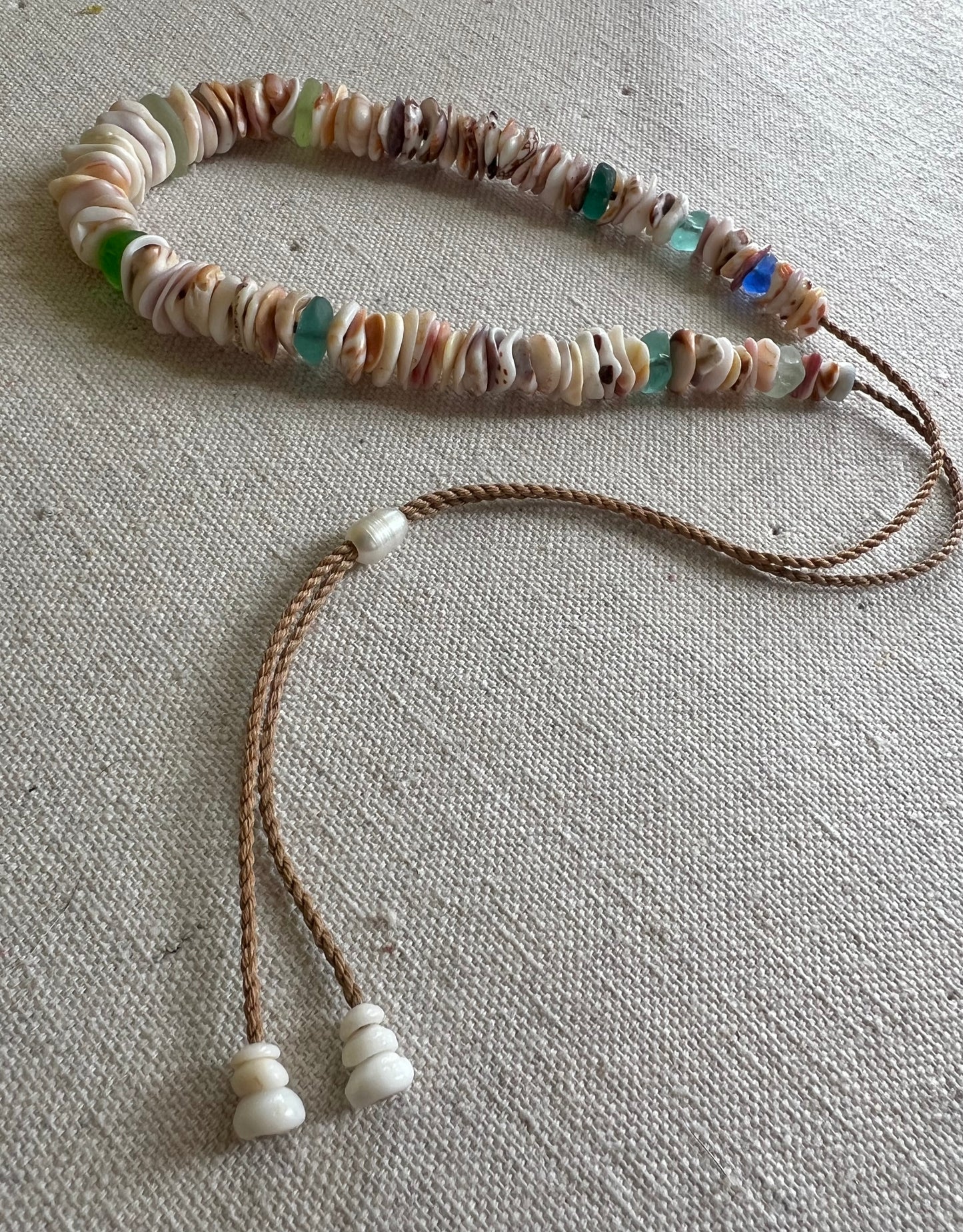 Sea Glass Hapa+Moku Necklace