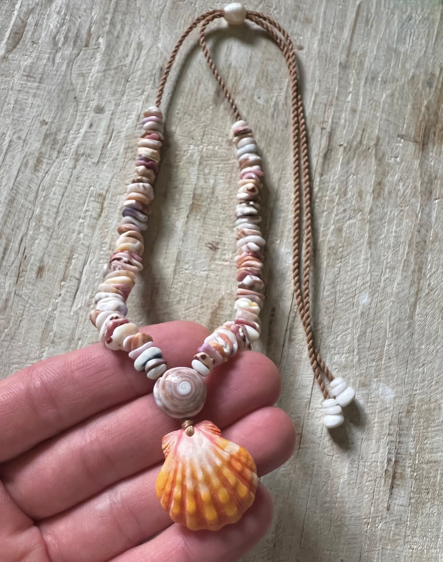 Sunrise Necklace with Puka + Moku Detail