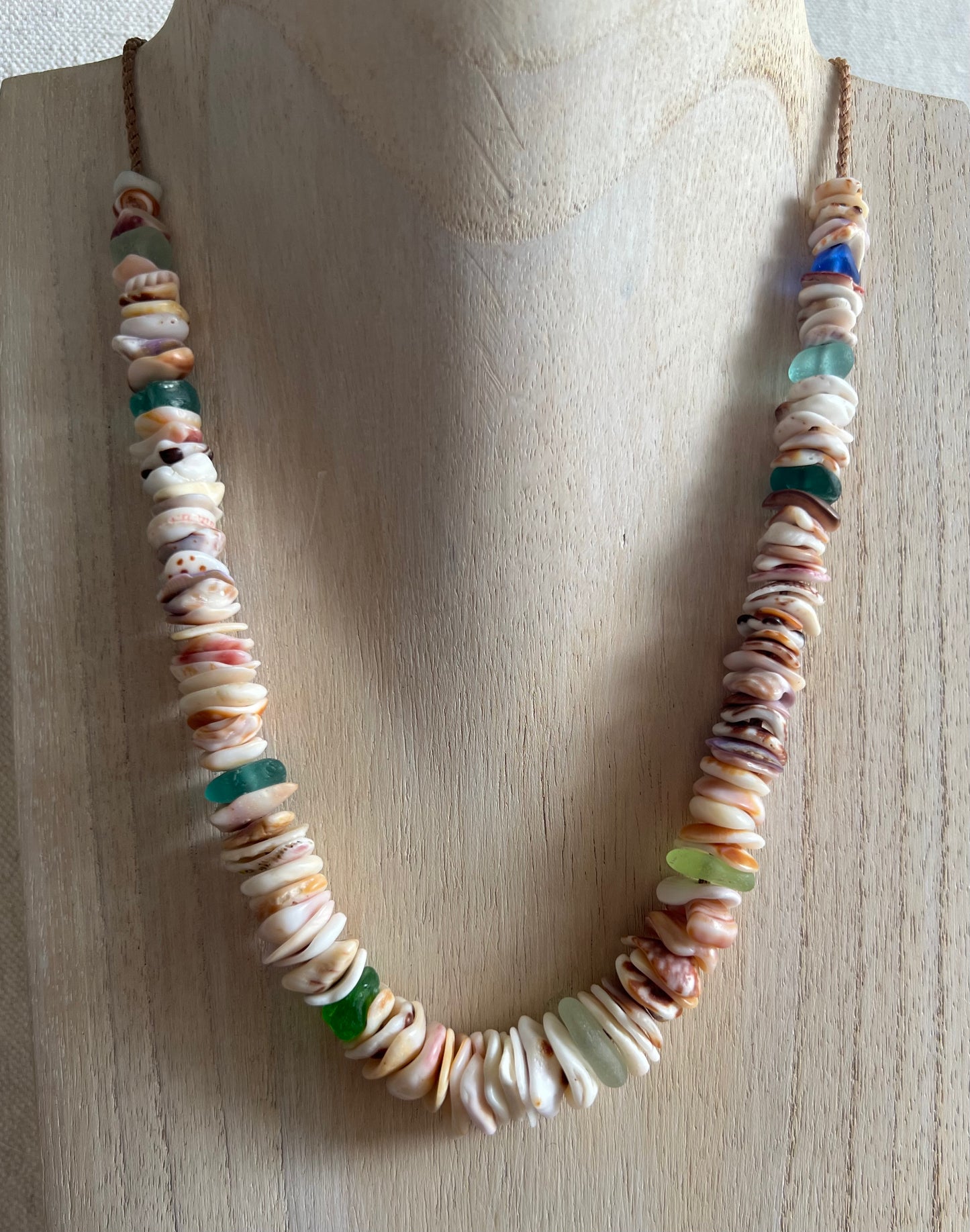 Sea Glass Hapa+Moku Necklace