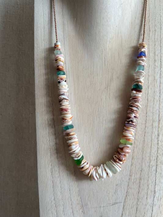 Sea Glass Hapa+Moku Necklace