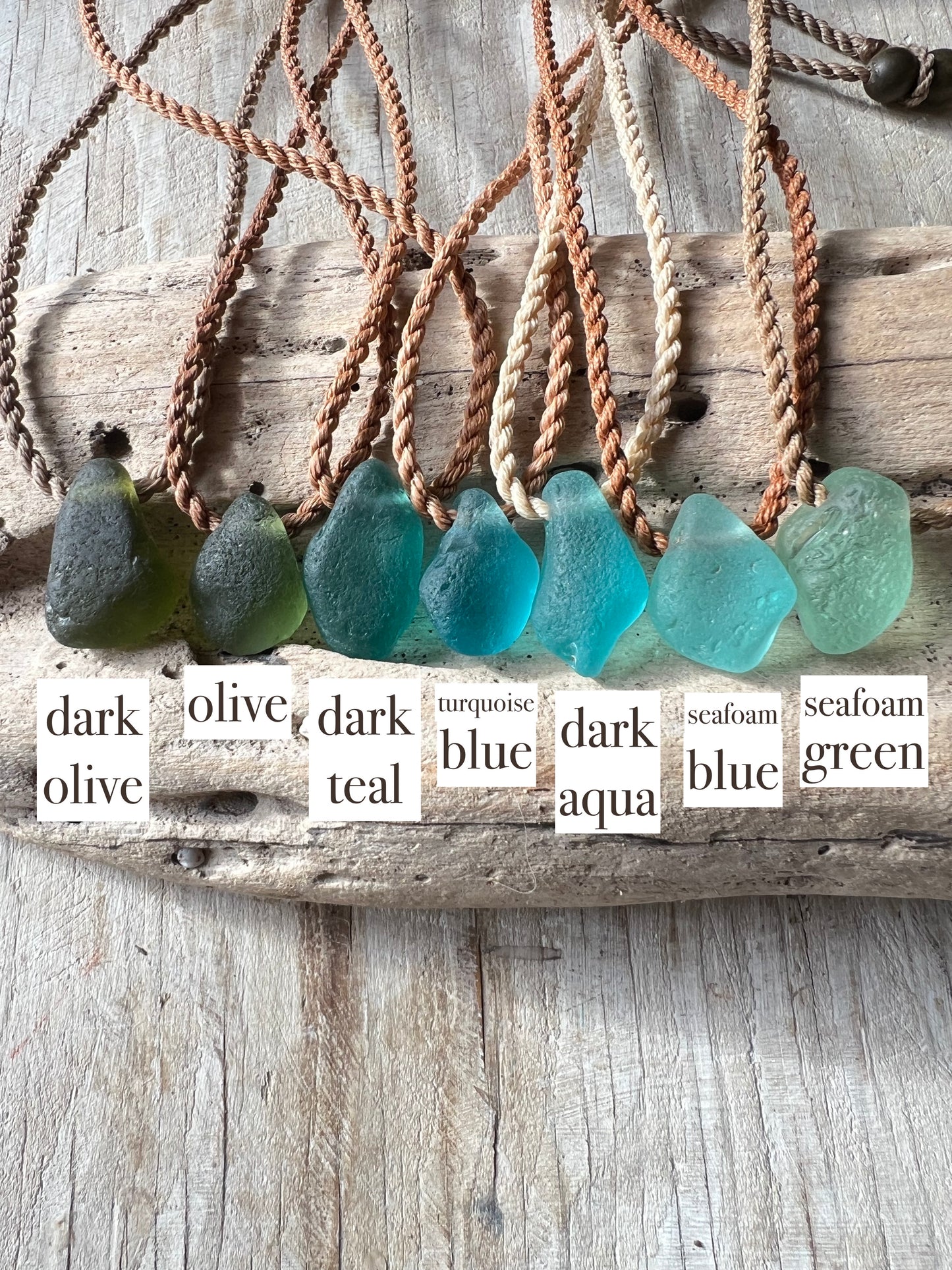 Adjustable Sea Glass Pendant Necklaces
