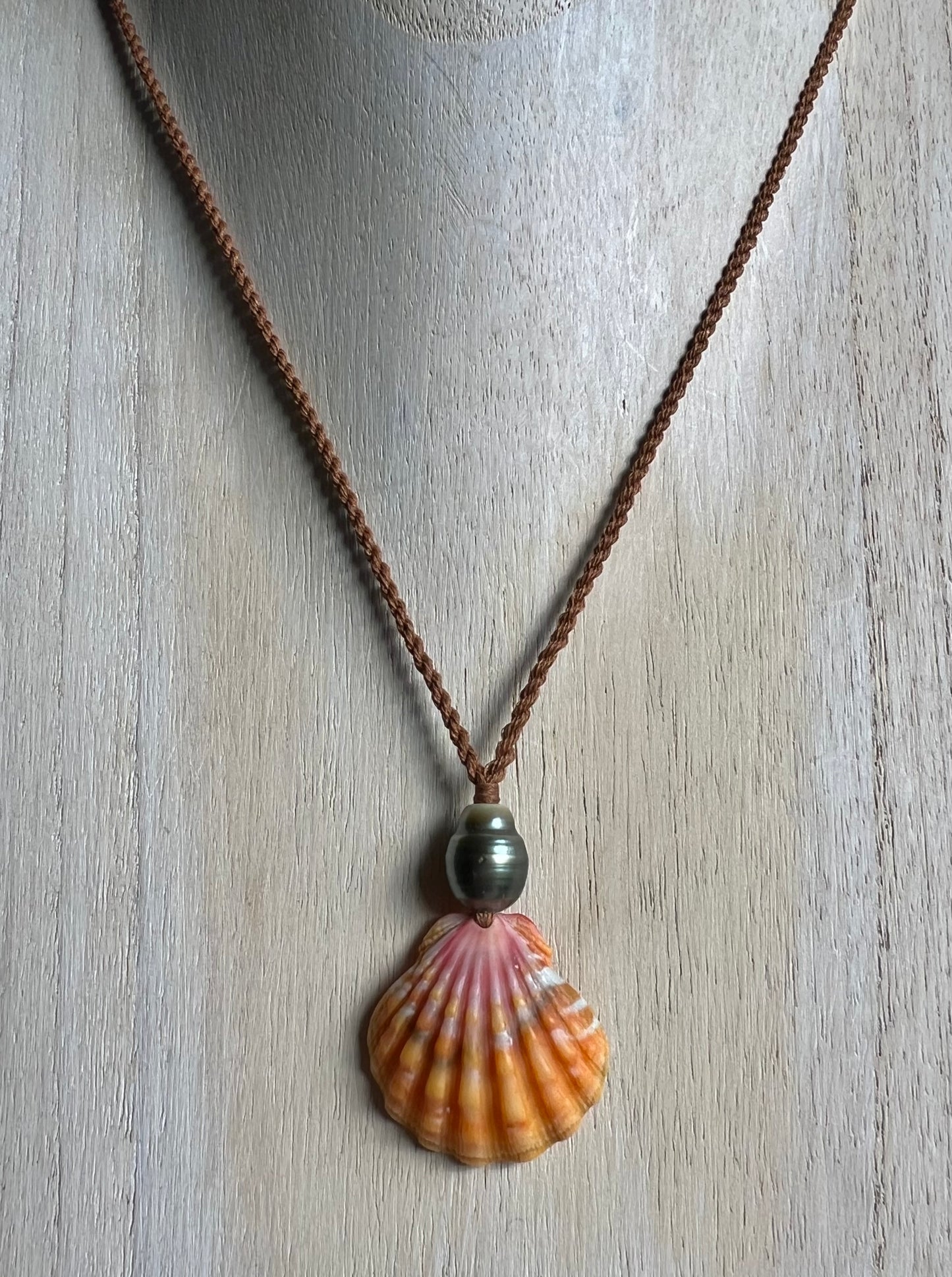 Tahitian Pearl + Sunrise Shell Necklace