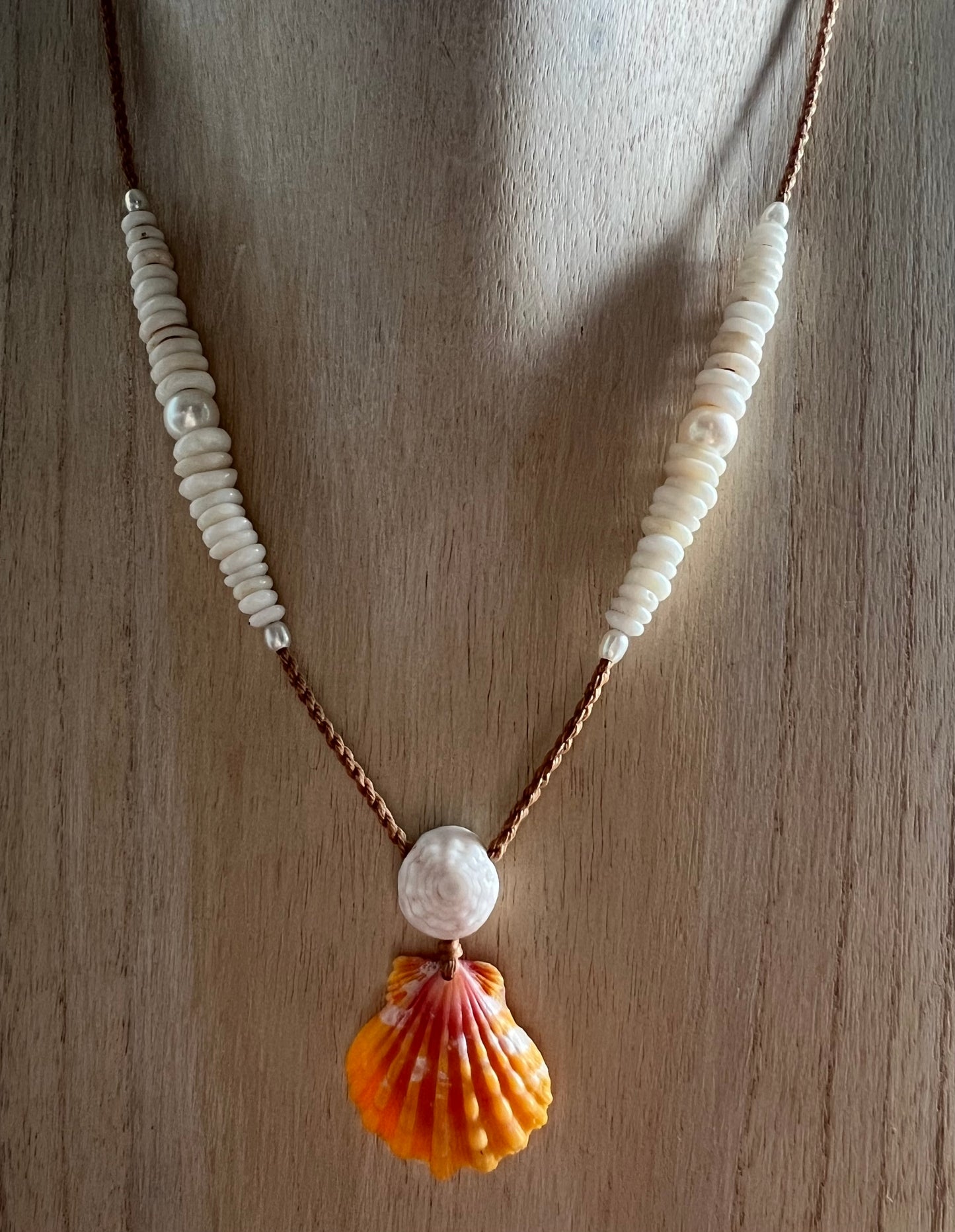 Sunrise Necklace with Puka + Pearl Detail