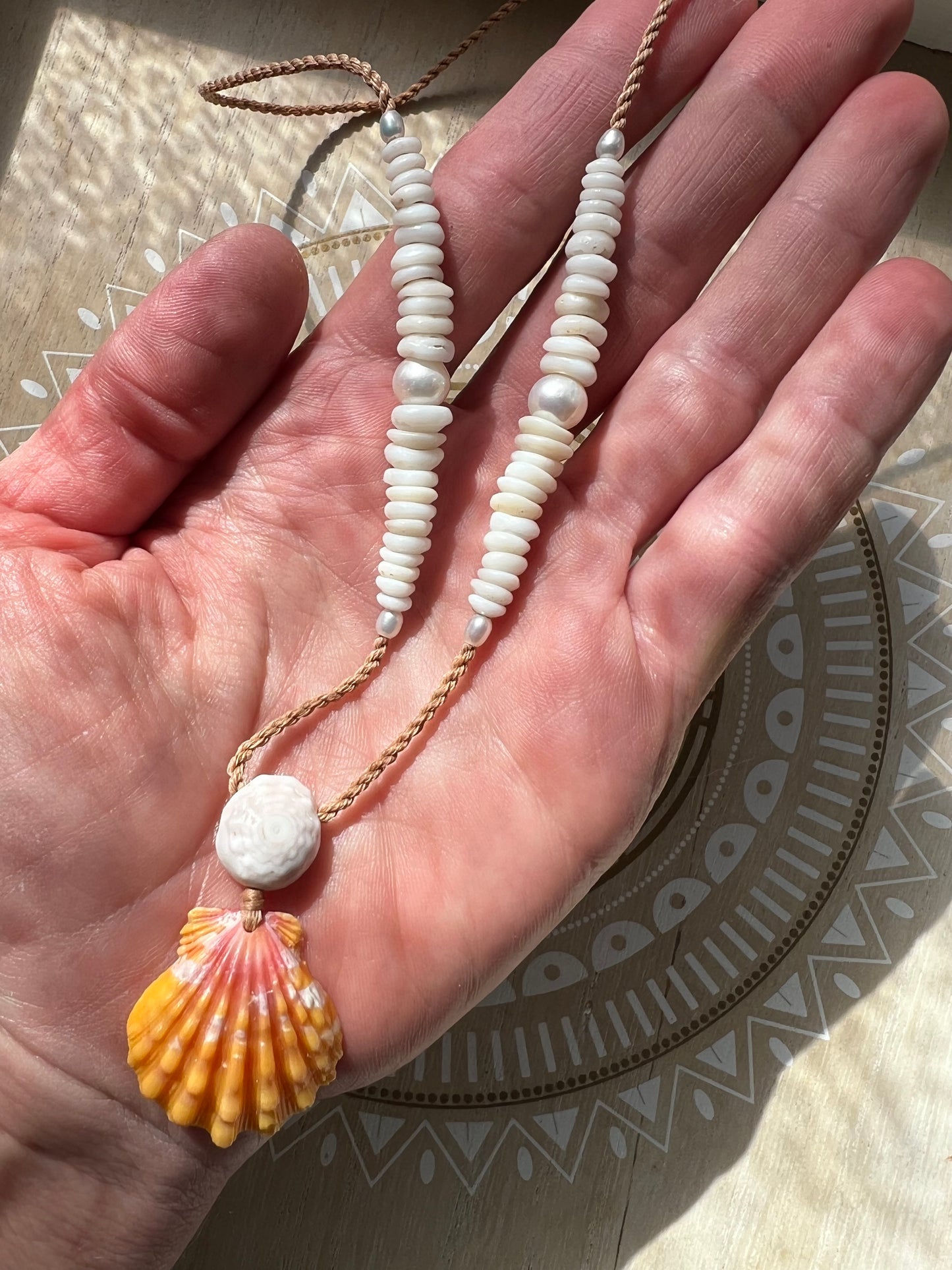Sunrise Necklace with Puka + Pearl Detail
