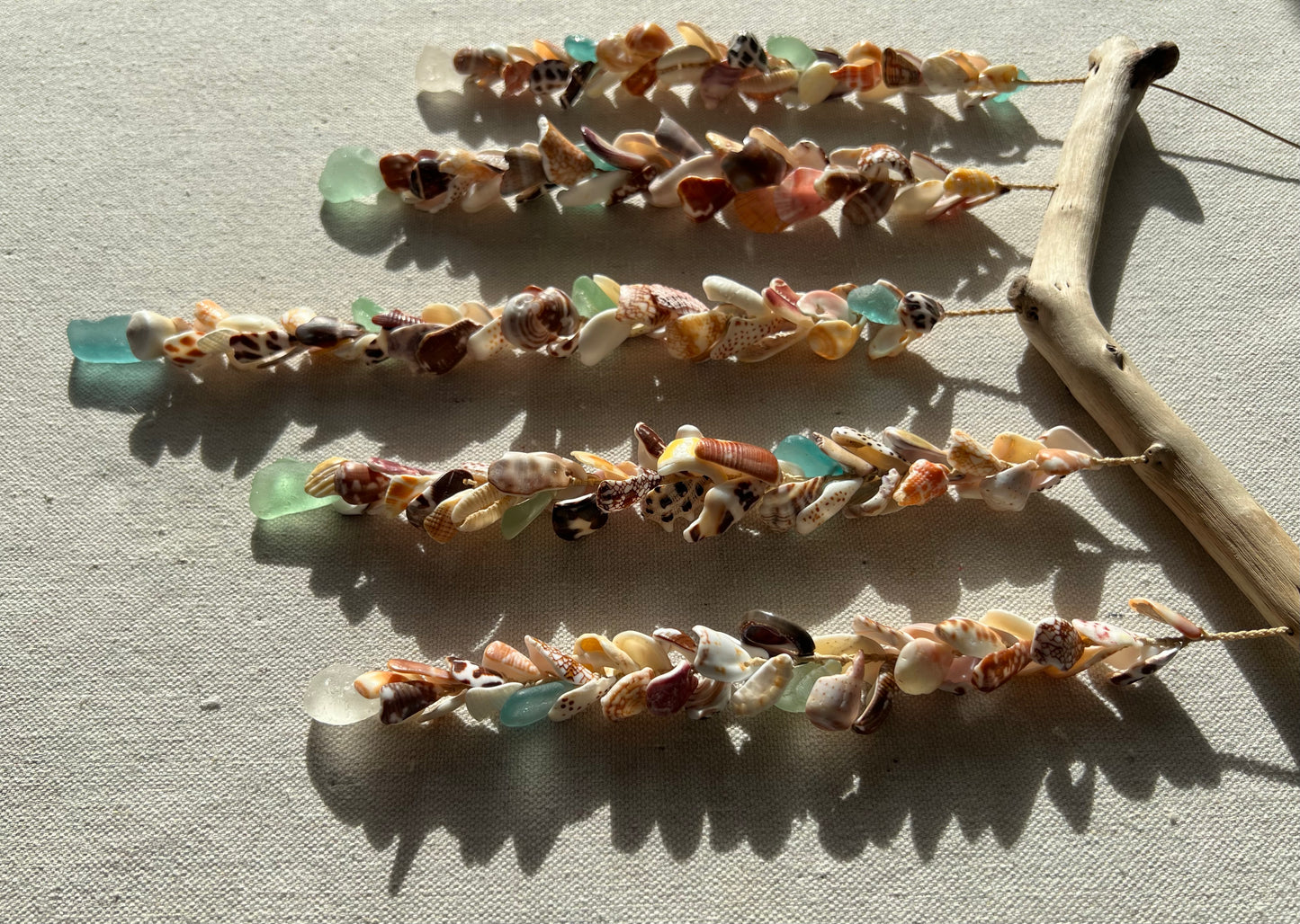 Moku Shell + Sea Glass 5 Strand Mobile