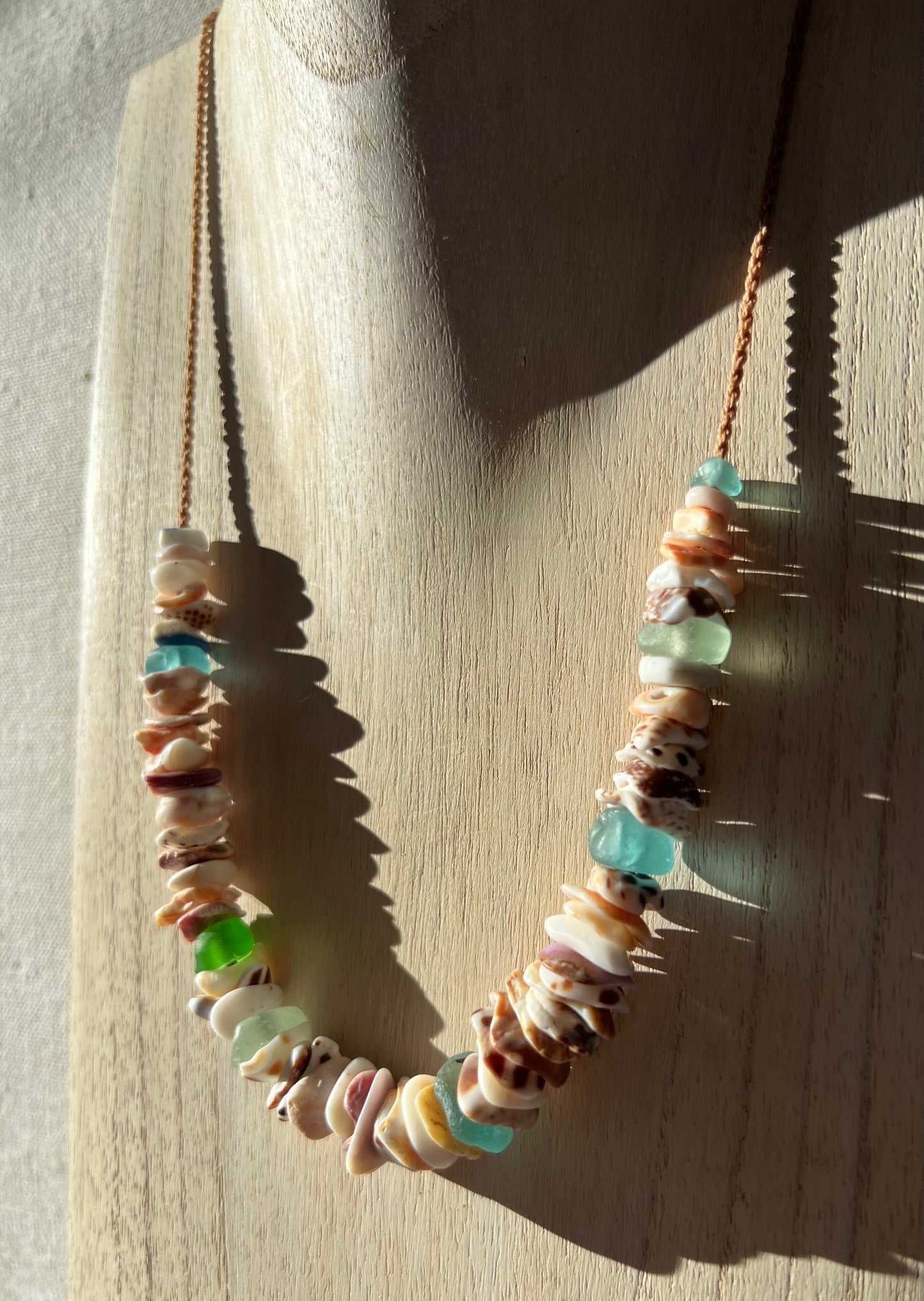 Sea Glass Hapa + Moku Necklace