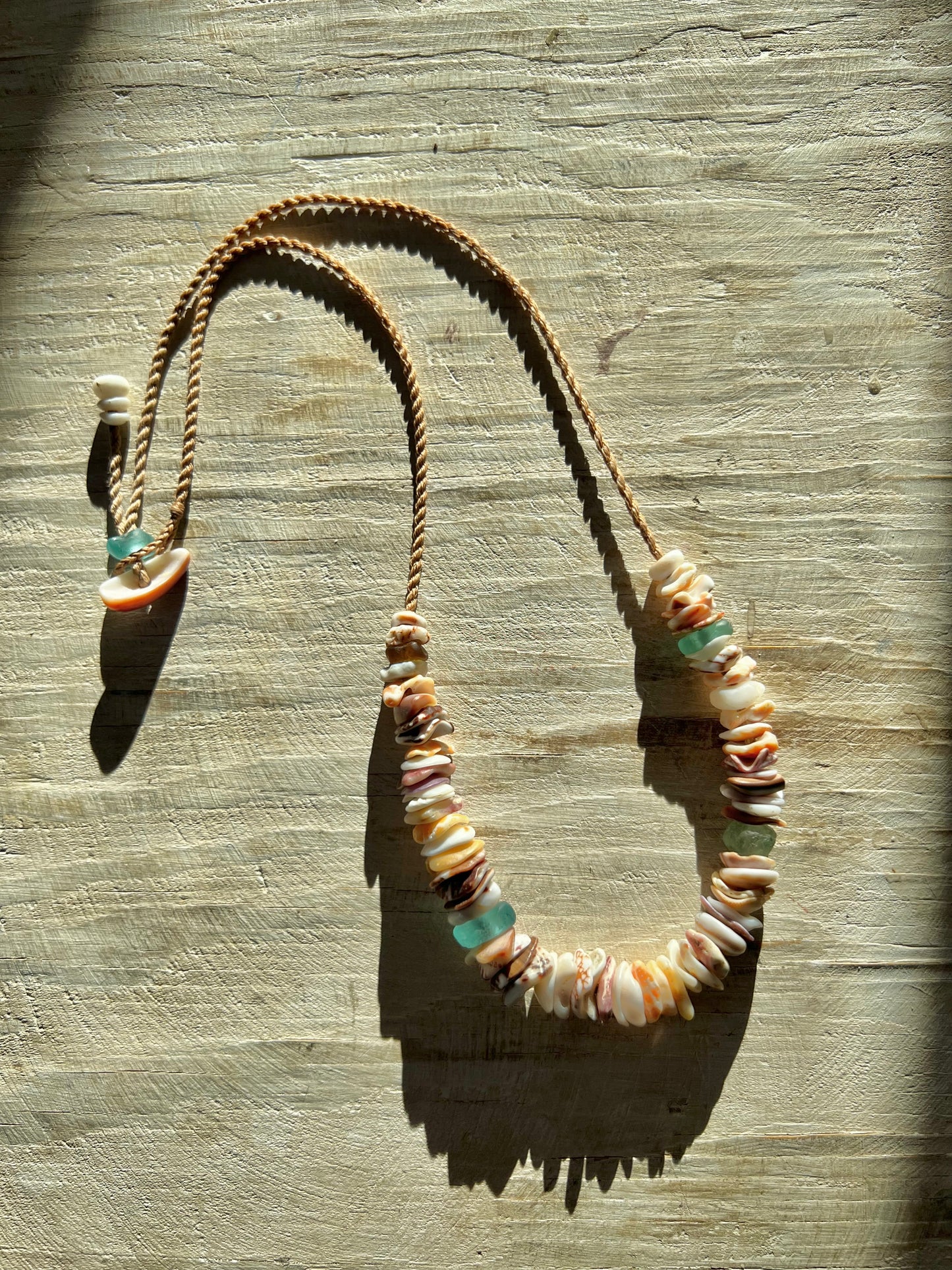 Sea Glass Hapa + Moku Necklace