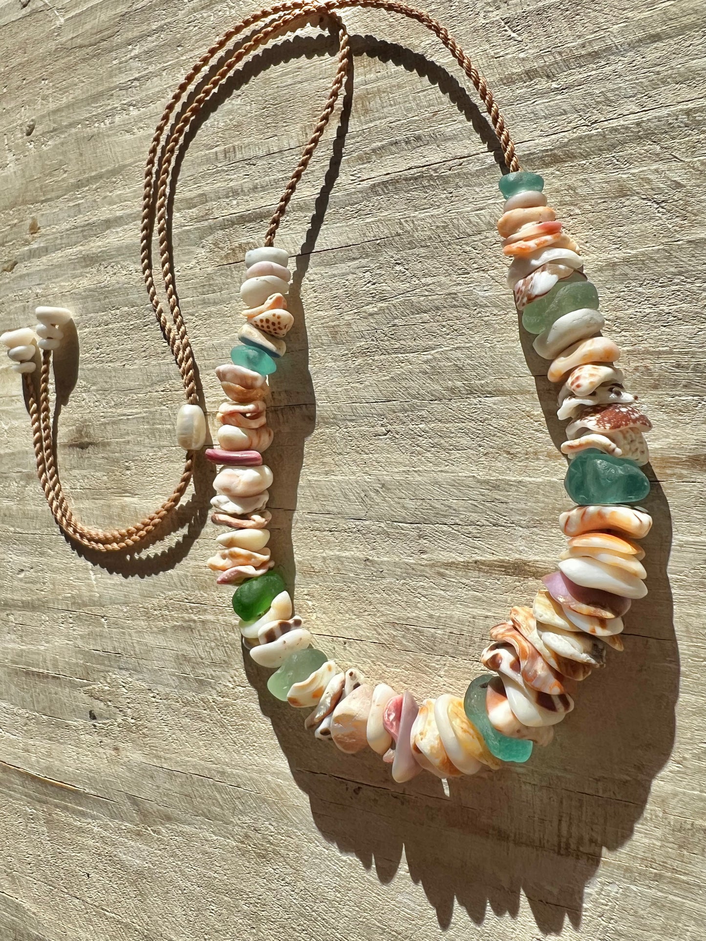 Sea Glass Hapa + Moku Necklace