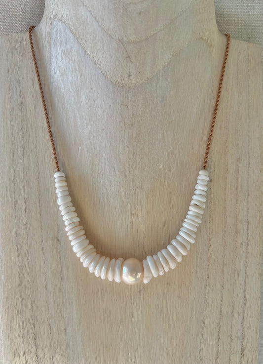 Off White Hapa Puka Necklace