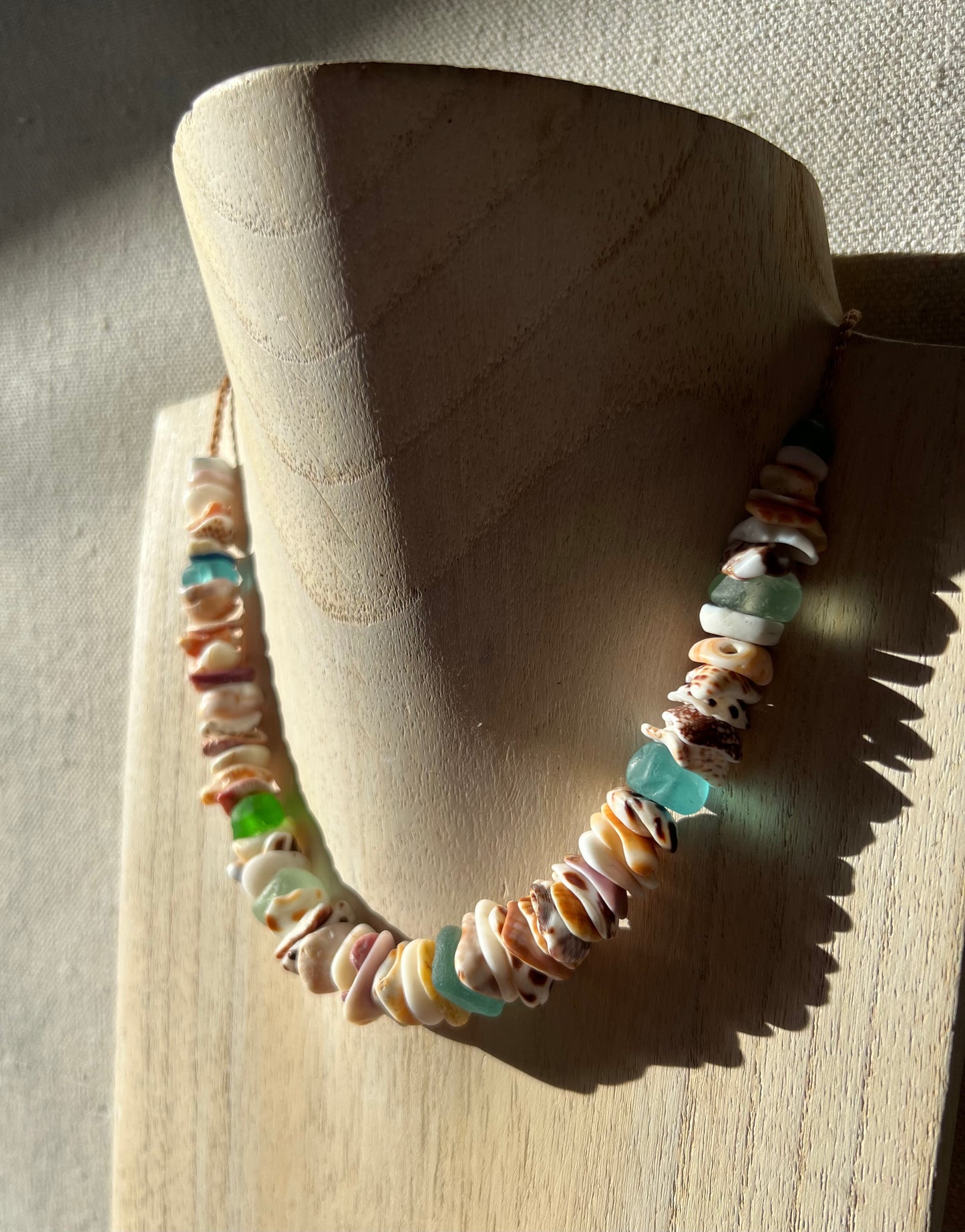 Sea Glass Hapa + Moku Necklace