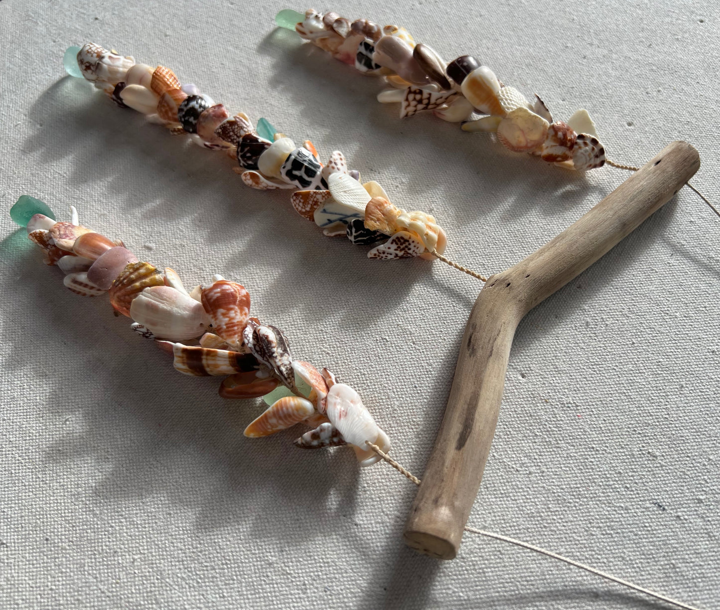 Moku Shell + Sea Glass 3 Strand Mobile