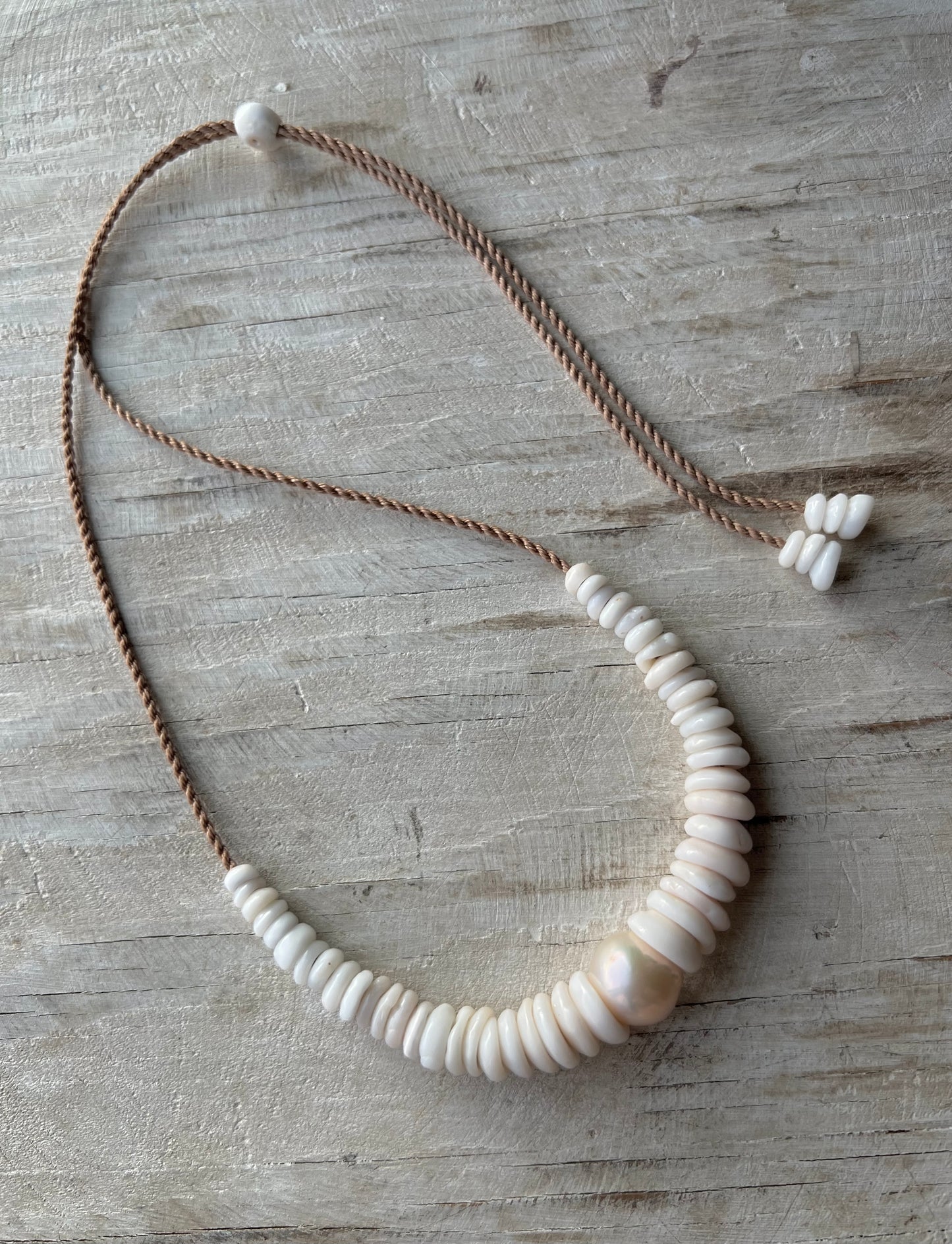 Off White Hapa Puka Necklace