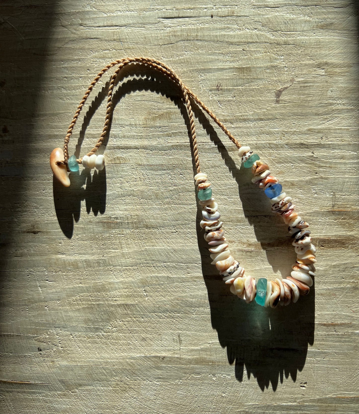 Sea Glass Hapa + Moku Necklace