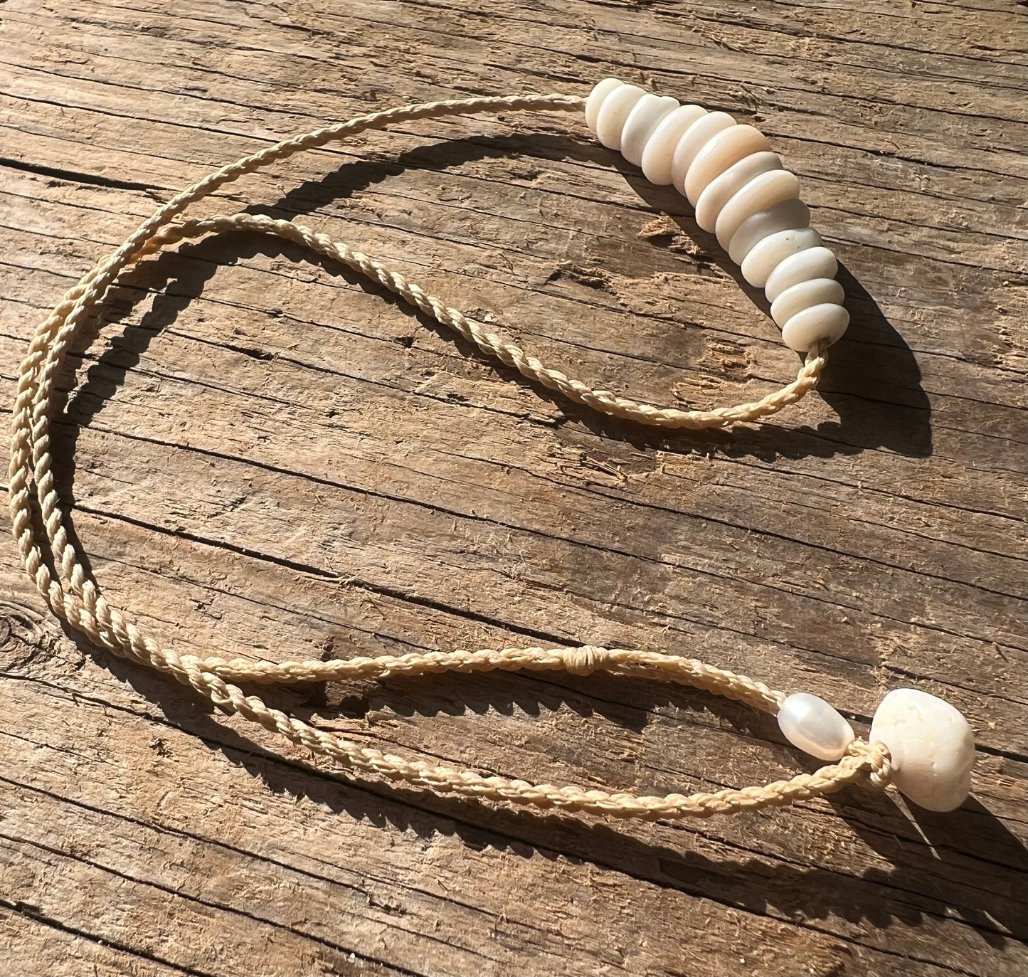 Puka Mini Bar Necklace ~ White (small shell)
