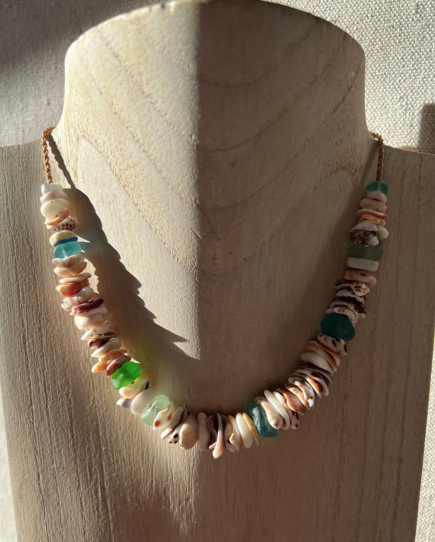 Sea Glass Hapa + Moku Necklace