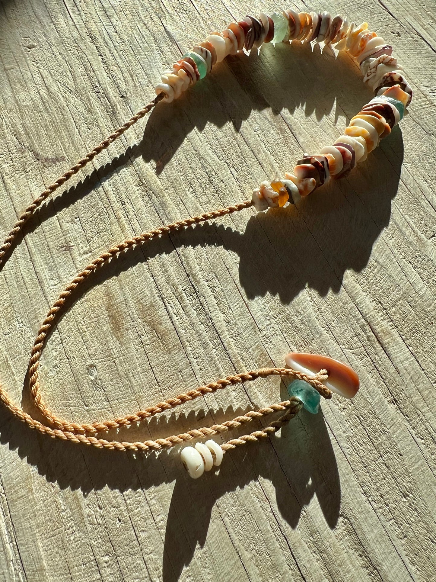 Sea Glass Hapa + Moku Necklace
