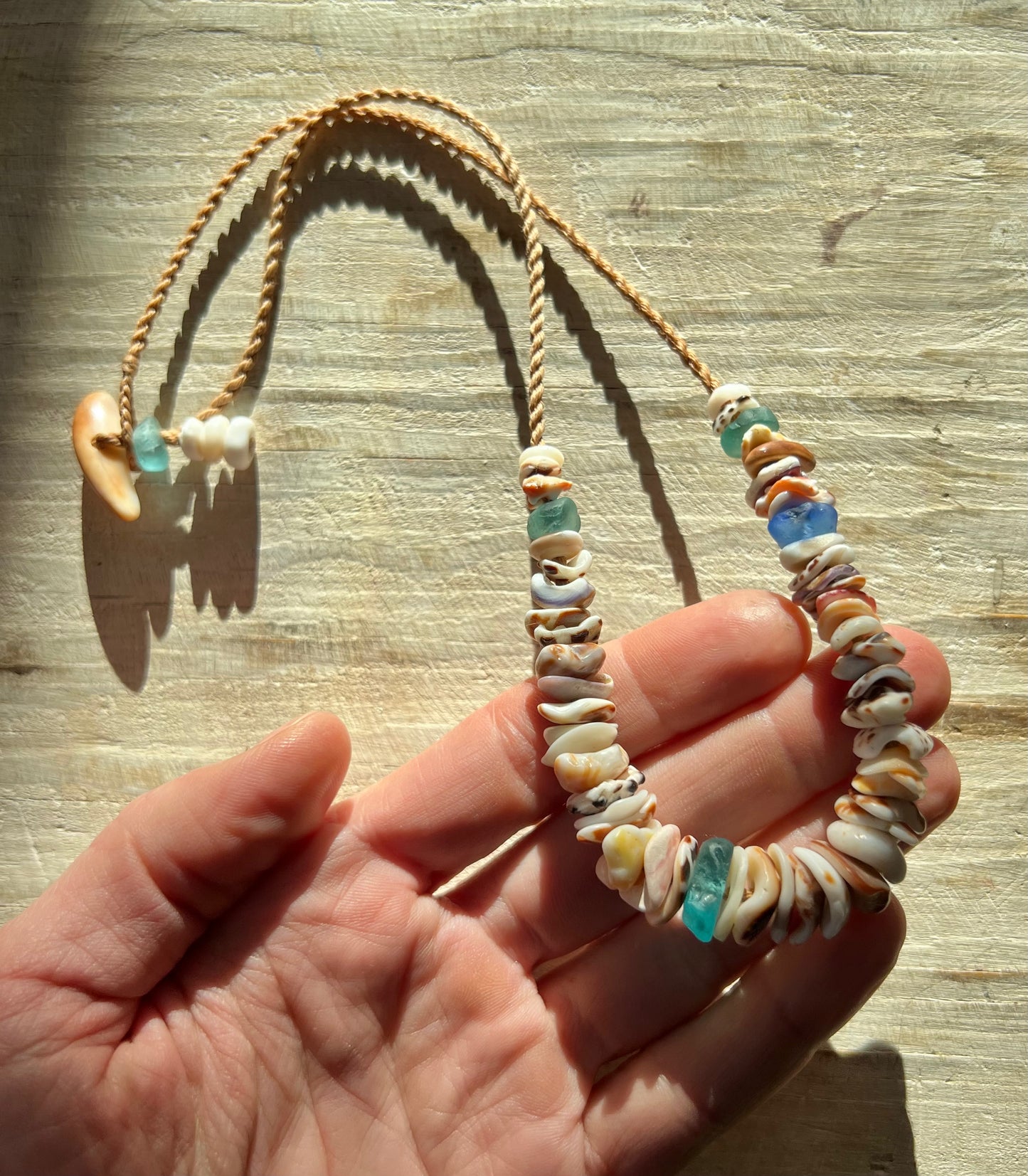Sea Glass Hapa + Moku Necklace