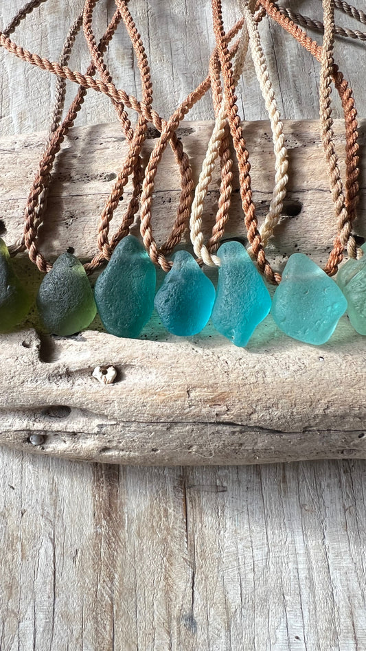 Adjustable Sea Glass Pendant Necklaces