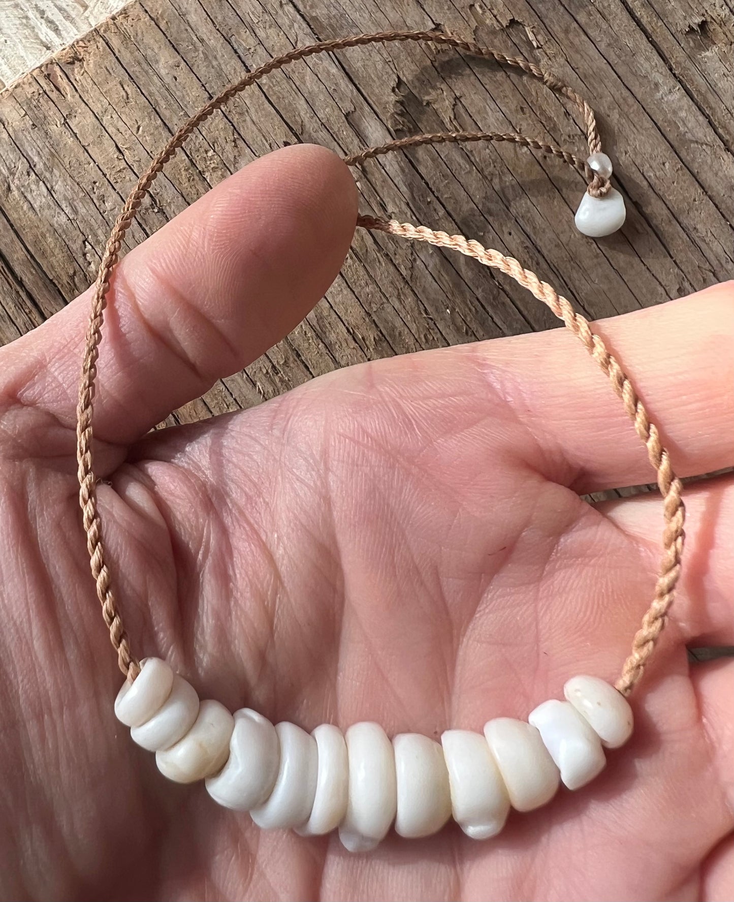 Puka Mini Bar Necklace ~ White