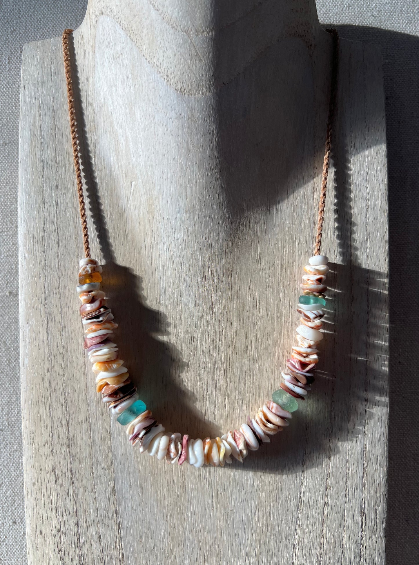 Sea Glass Hapa + Moku Necklace