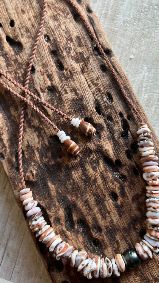 Tahitian Pearl Hapa+Moku Necklace