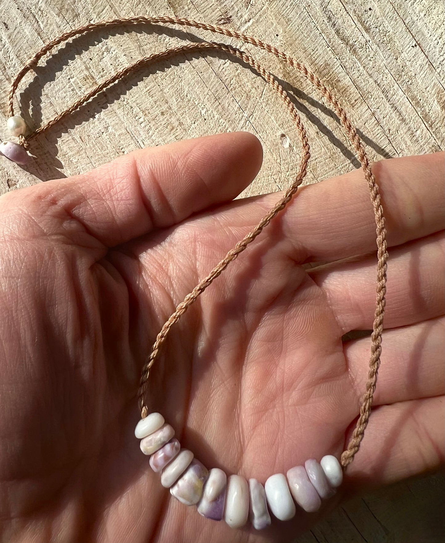Puka Mini Bar Necklace ~ Lavender (small shell)
