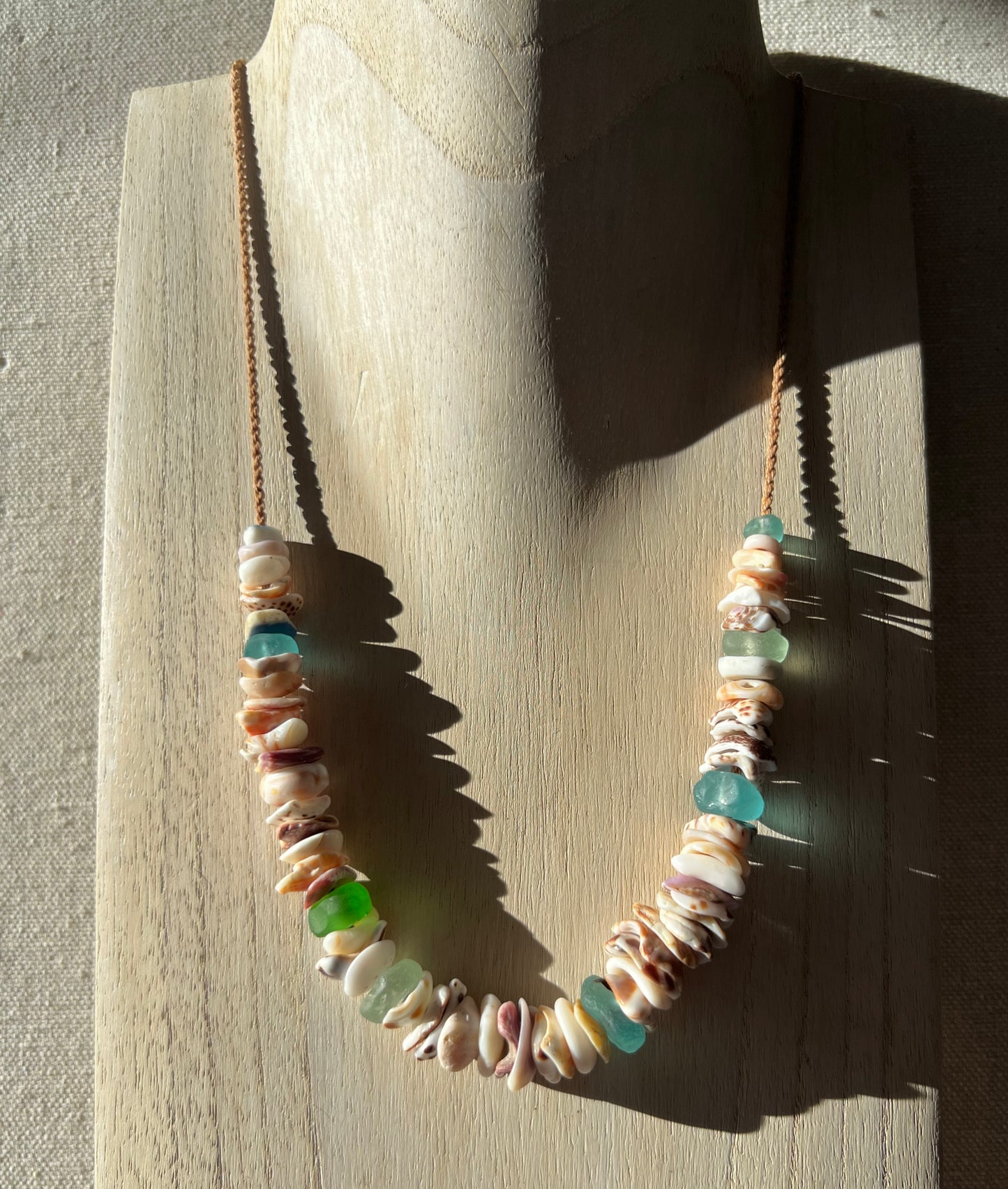 Sea Glass Hapa + Moku Necklace