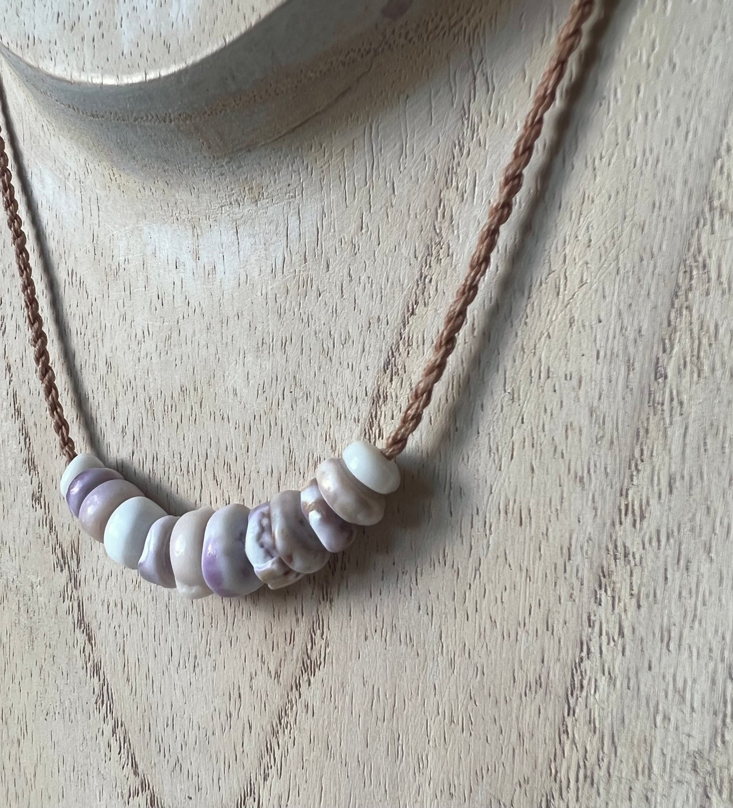 Puka Mini Bar Necklace ~ Lavender (small shell)