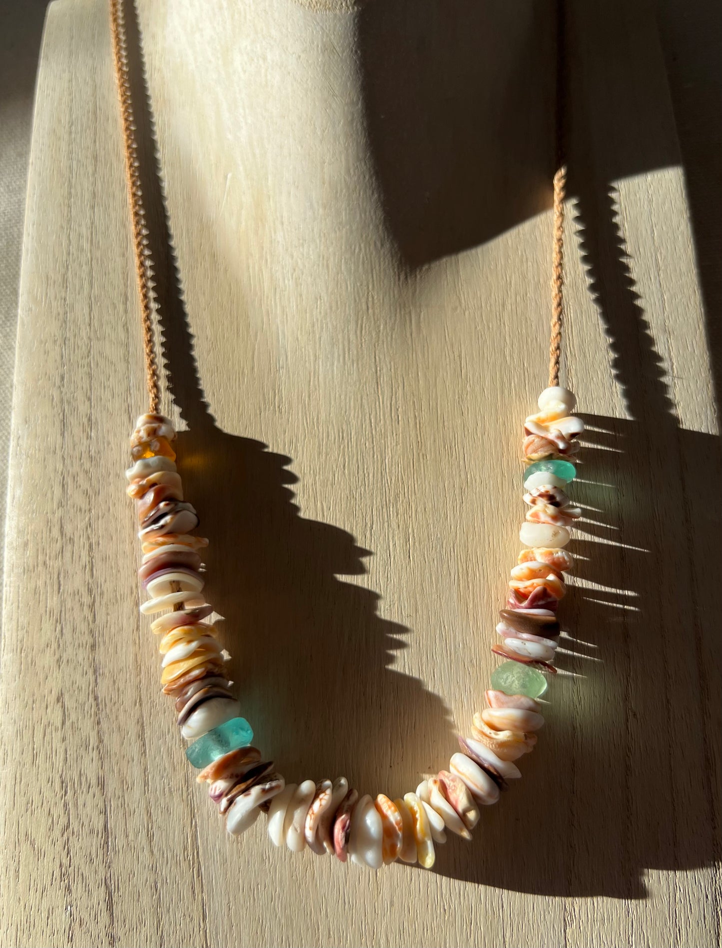 Sea Glass Hapa + Moku Necklace