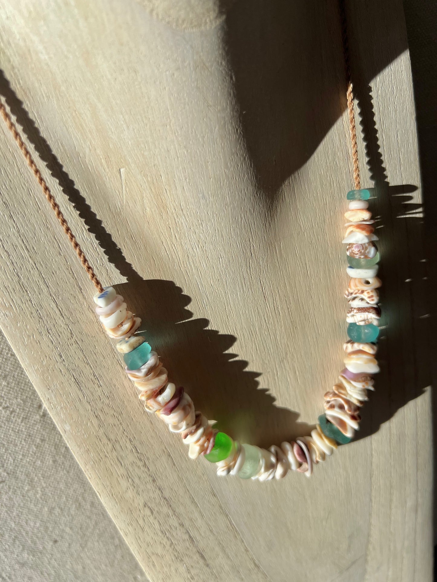 Sea Glass Hapa + Moku Necklace