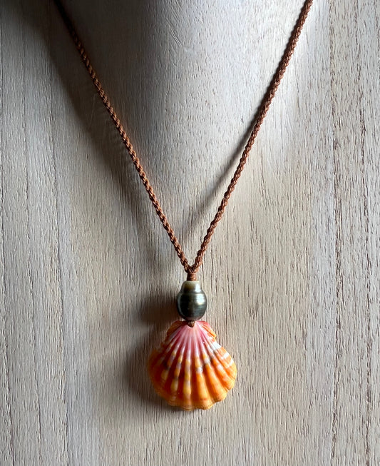 Tahitian Pearl + Sunrise Shell Necklace