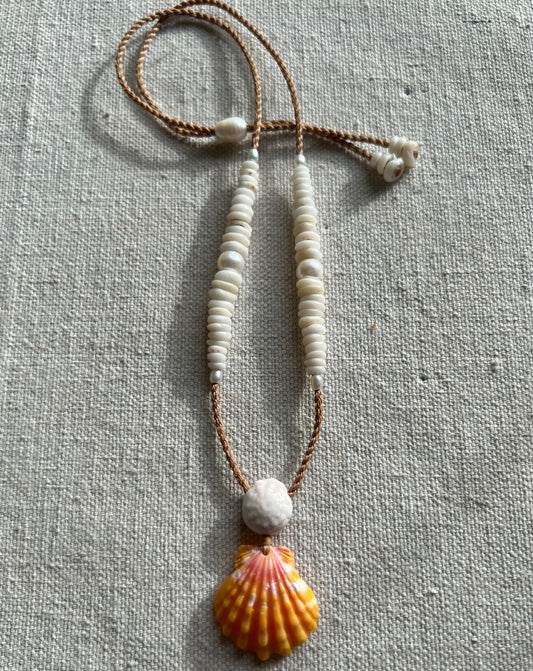 Sunrise Necklace with Puka + Pearl Detail