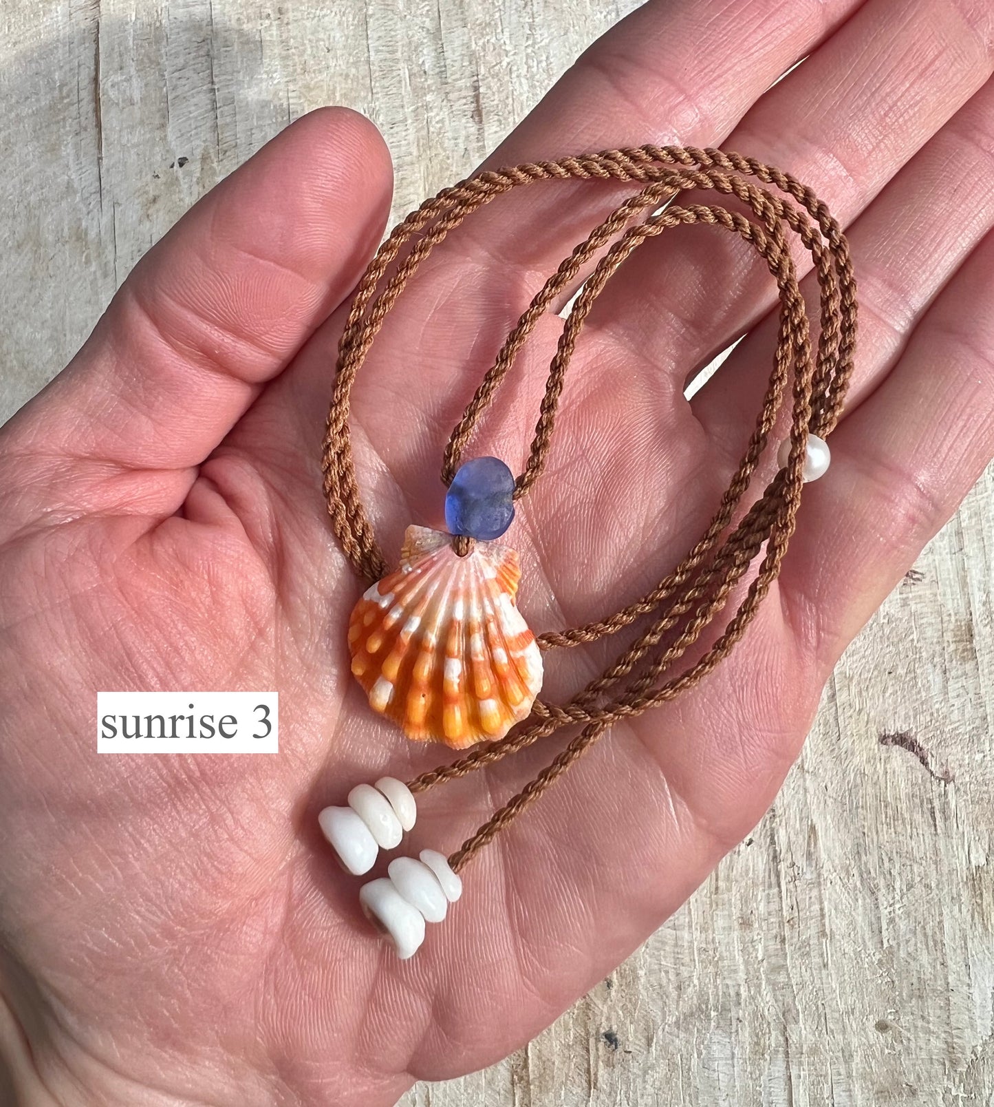 Sunrise Shell + Sea Glass Adjustable Necklace
