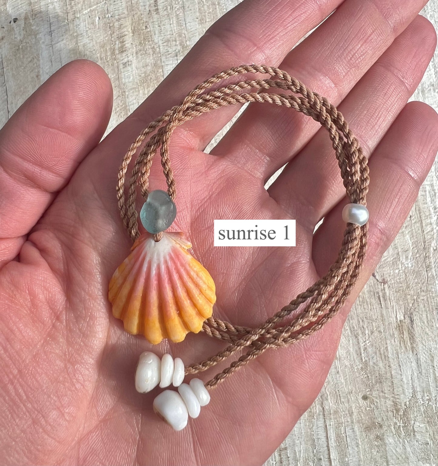 Sunrise Shell + Sea Glass Adjustable Necklace