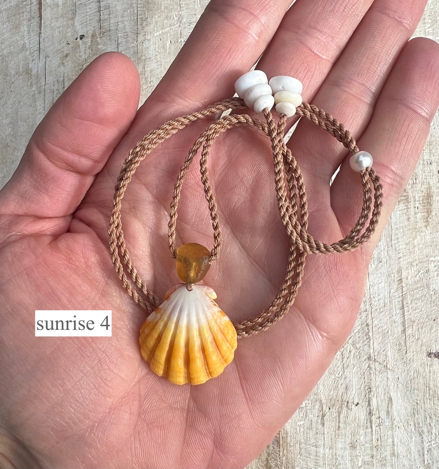 Sunrise Shell + Sea Glass Adjustable Necklace