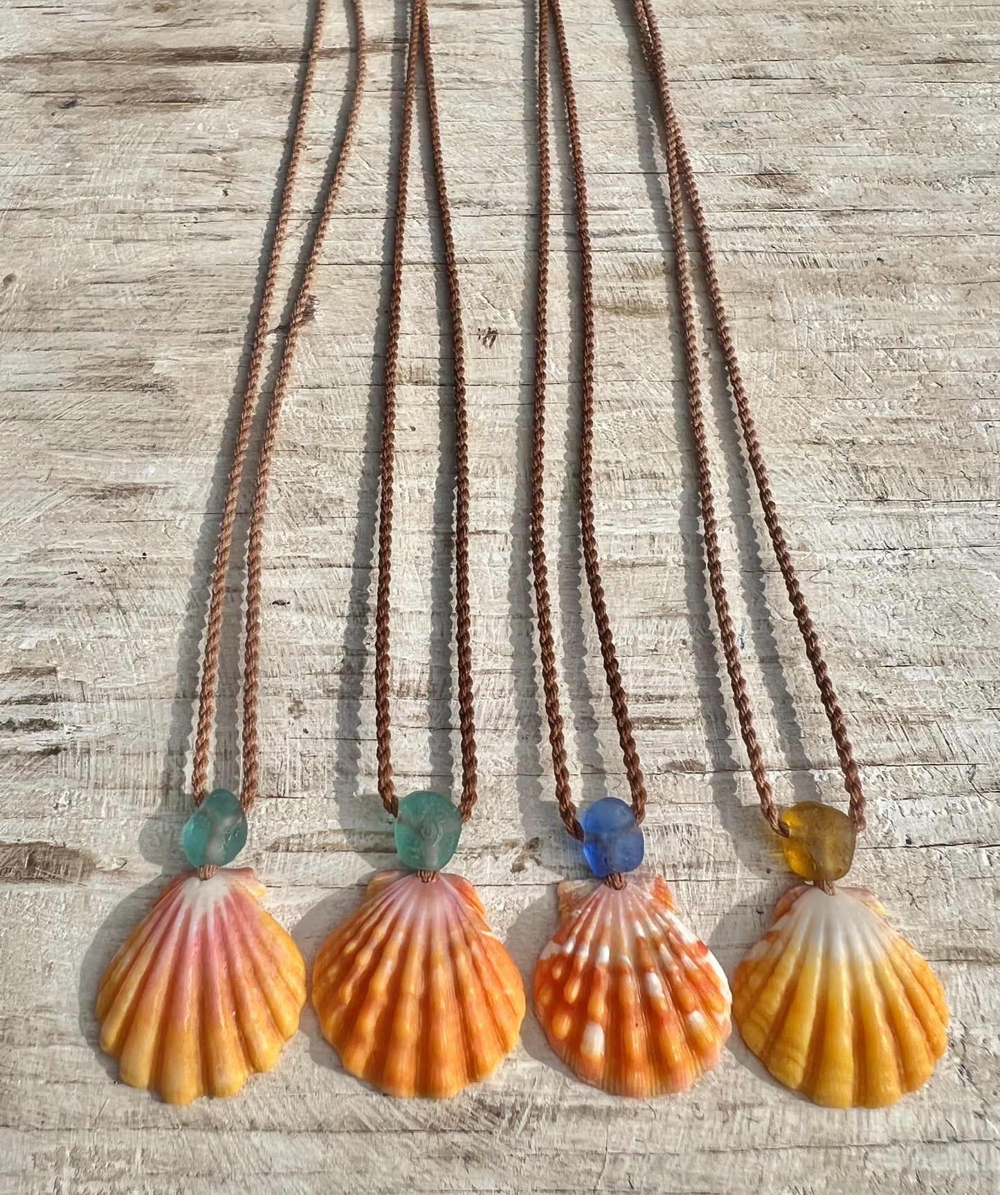 Sunrise Shell + Sea Glass Adjustable Necklace