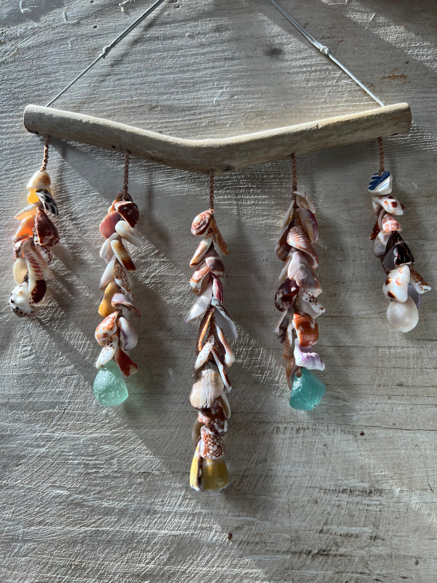 Moku Shell + Sea Glass 5 Strand Mobile