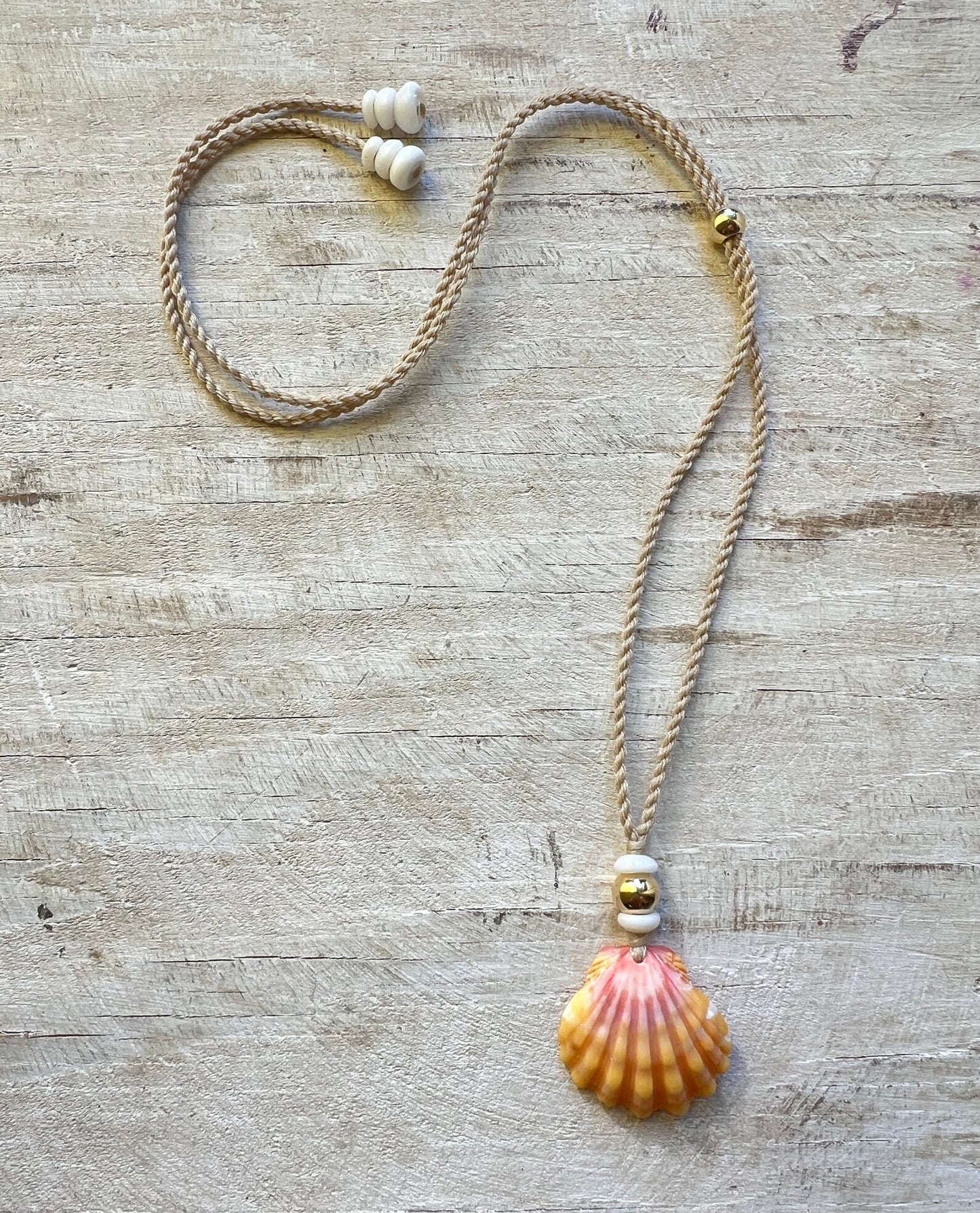 Sunrise Shell Necklace with Puka + Gold