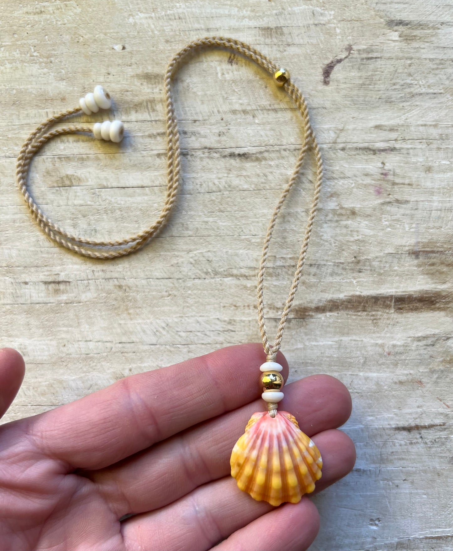 Sunrise Shell Necklace with Puka + Gold