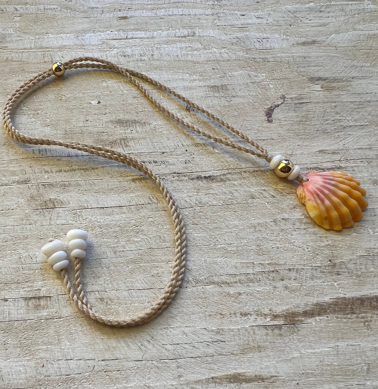 Sunrise Shell Necklace with Puka + Gold