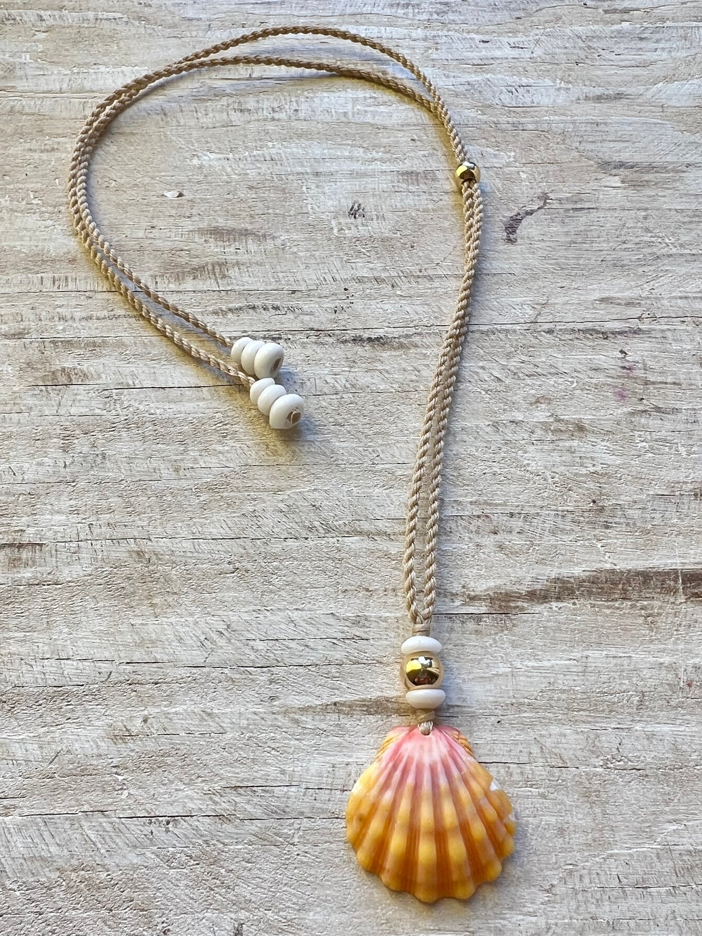 Sunrise Shell Necklace with Puka + Gold